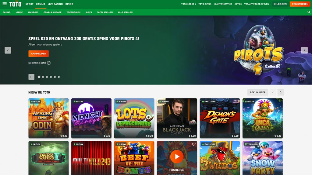screenshot van goksite van toto casino